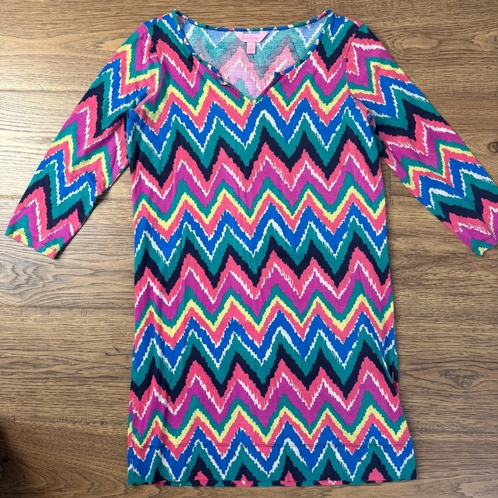 Lilly Pulitzer Gretchen Dress Hearts A Flutter Multi Small EUC
